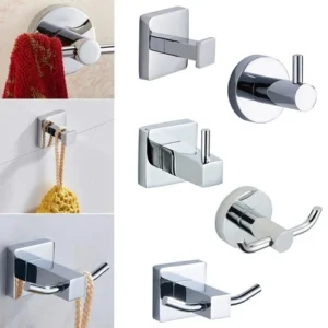Hook Towel Robe Coat Chrome Wall Holder Hanger High Shine Bathroom Accessories
